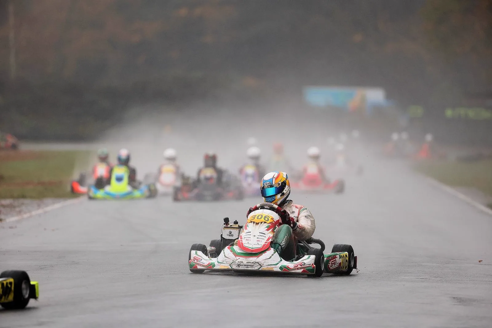 SR Solutions driver leading the pack in the rain